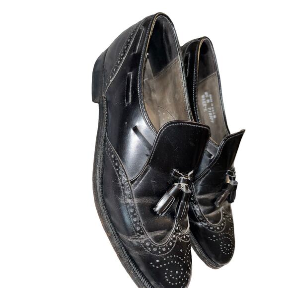 DEXTER USA Mens Black Leather Loafers Slip-On Tassels Wingtip Shoes SIZE‎ 8.5M - Picture 5 of 14